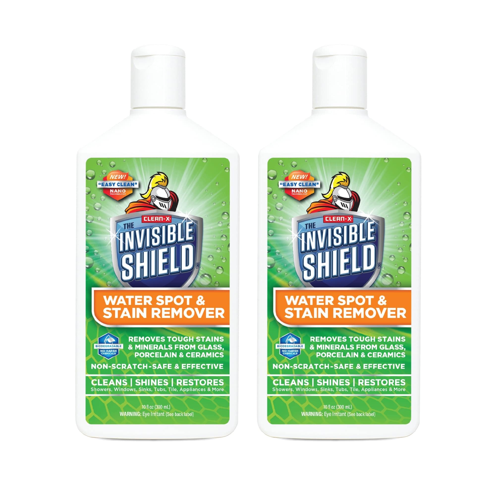 Invisible Shield Water Spot & Stain Remover Scrub 10 fl. oz. Removes Hard Water Spots and Soap Scum from Glass and Multi Surface by UNELKO- Clean-X