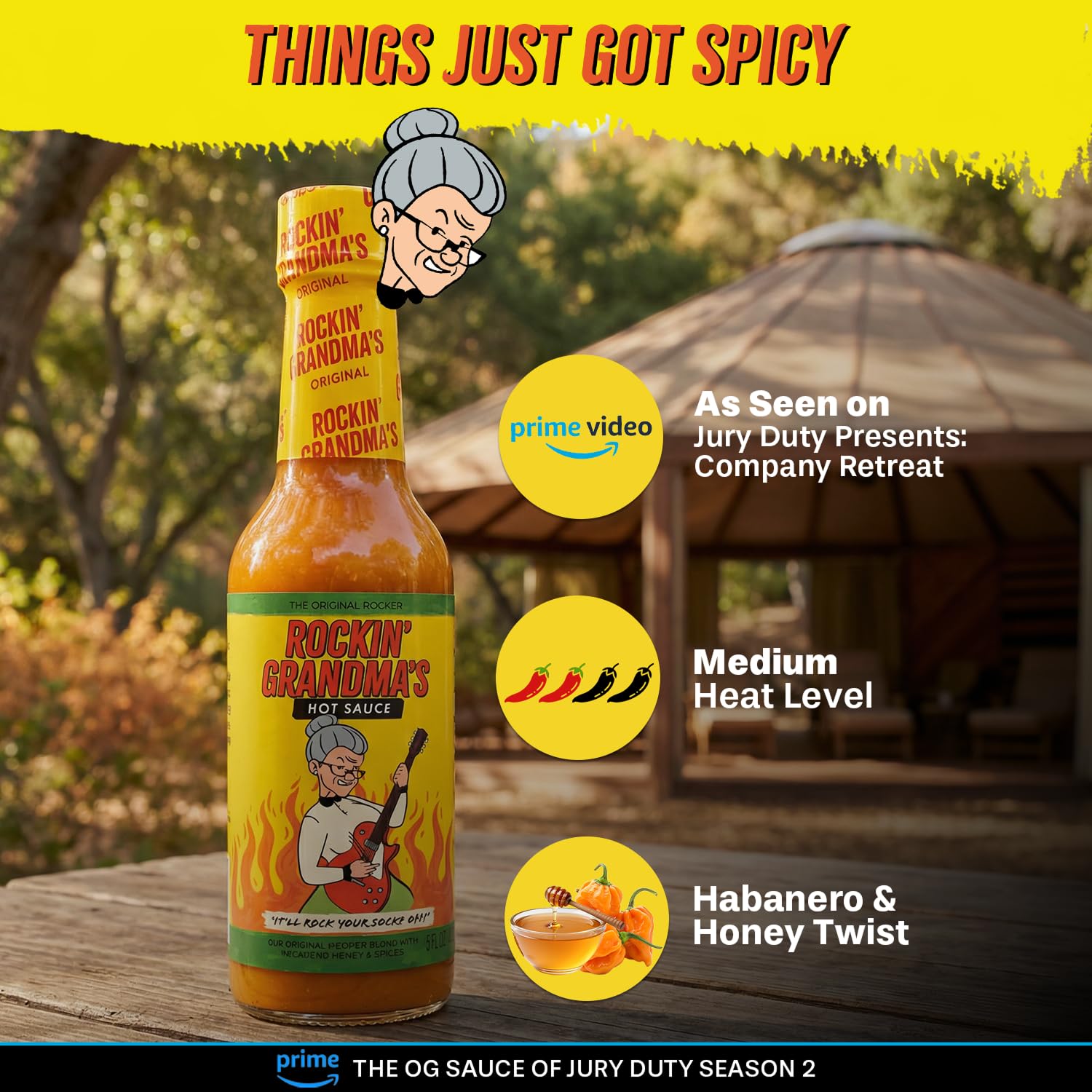 Rockin’ Grandma’s Original Hot Sauce by Dave’s Gourmet, 5 fl oz Bottle - Featured on Prime Video’s Jury Duty: Company Retreat - Zero Calorie Bold