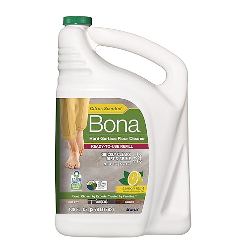 Bona Multi-Surface Floor Cleaner Refill - 128 fl oz - Lemon Mint - Residue-Free Floor Cleaning Solution refill for Spray Mop and Spray Bottles