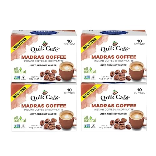 Quik Cafe Unsweetened Madras Coffee - 5.64 Ounce (Pack of 4)