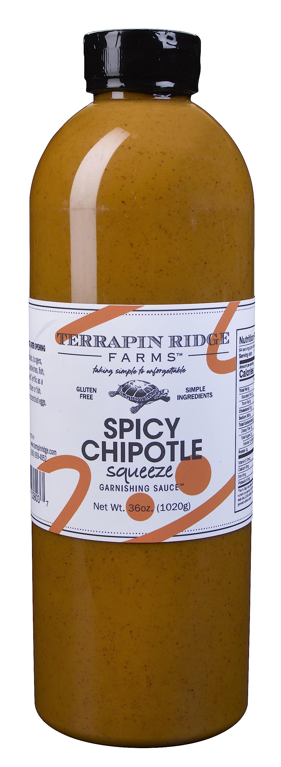 Terrapin Ridge Farms Spicy Chipotle Garnishing Sauce - Smoky & Zesty Sauce for Tacos, Sandwiches, Seafood & More - 36 Ounce Squeeze Bottle (Pack of 1)