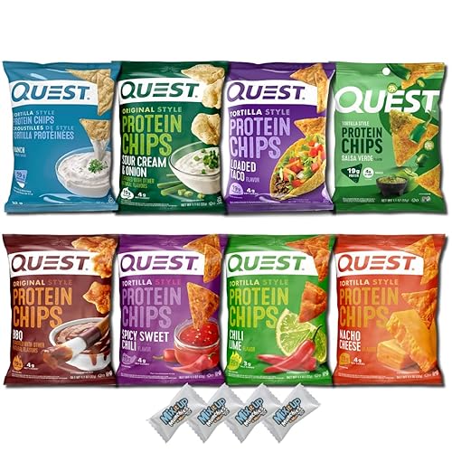 Protein Chips Variety Pack - 8-Flavors + 4 MIMM MInts | High Protein 18-20g Per Bag | Keto Snacks, Baked, Crunchy, Gluten Free, and Low Calorie Snacks