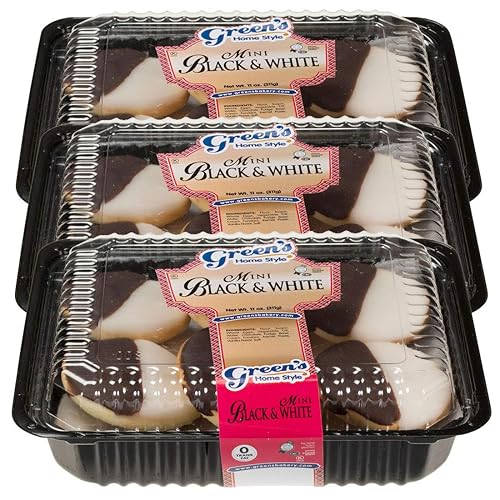 Green's Bakery Hand-Dipped Mini Black and White Cookies, 3 Pack, Chocolate and Vanilla, Dairy and Nut Free, OK Certified Kosher and Pareve, Delicious
