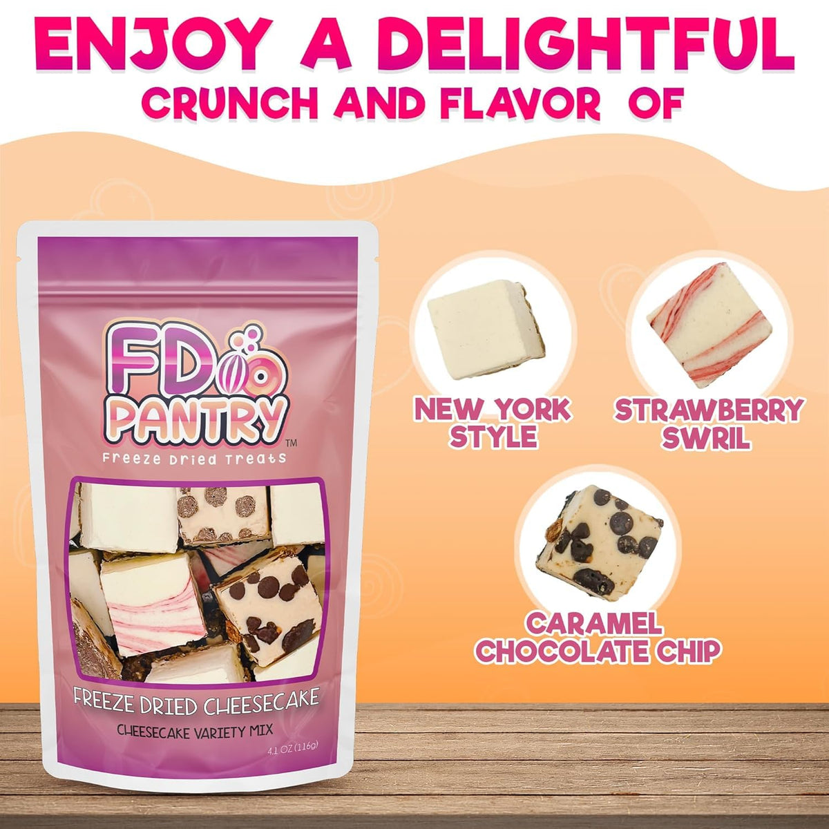 Freeze Dried Cheesecake Bites & Ice Cream Sandwich Bites - New York Style, Neapolitan - Chocolate, Strawberry, Vanilla - Crunchy Dehydrated Dessert