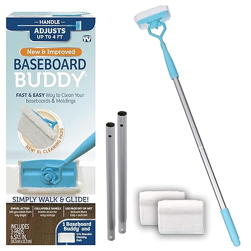 Baseboard Buddy | Lightweight Home Cleaning Essential, Perfect for Baseboards, Moldings & Walls, Glide & Wipe Trapping & Locking Dirt & Dust | As Seen