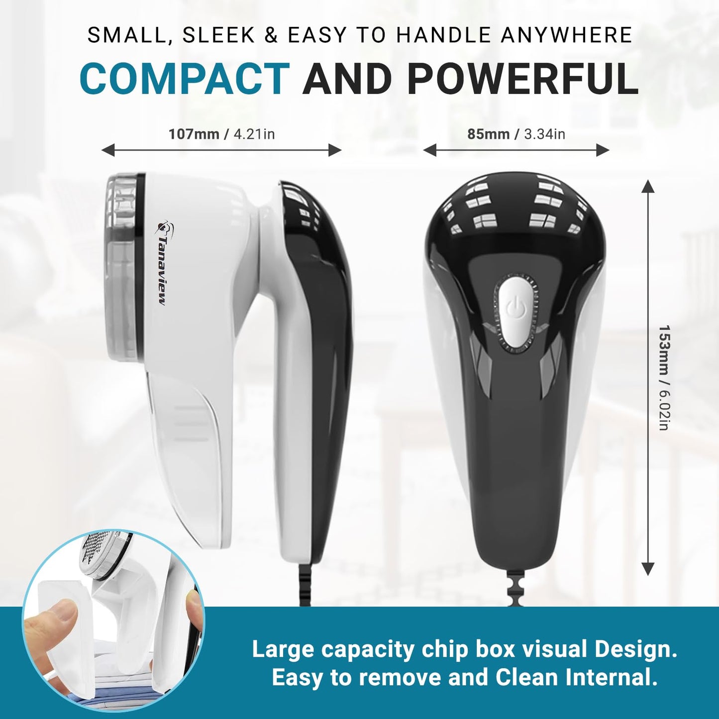 Power Corded Electric Fabric Shaver, No Battery, Pilling & Fuzz Remover for Clothes, Furniture, Couch, Sweaters - 6 Leaf Blades - Portable Defuzzer