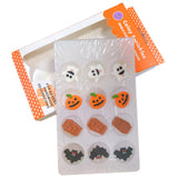 Sentovac 12 Pcs Halloween Icing Decoration Edible Tombstone Pumpkin Ghost Bat Mix Candy Dessert Sprinkles DIY For Cookie Cake Cupcake Topper Icing