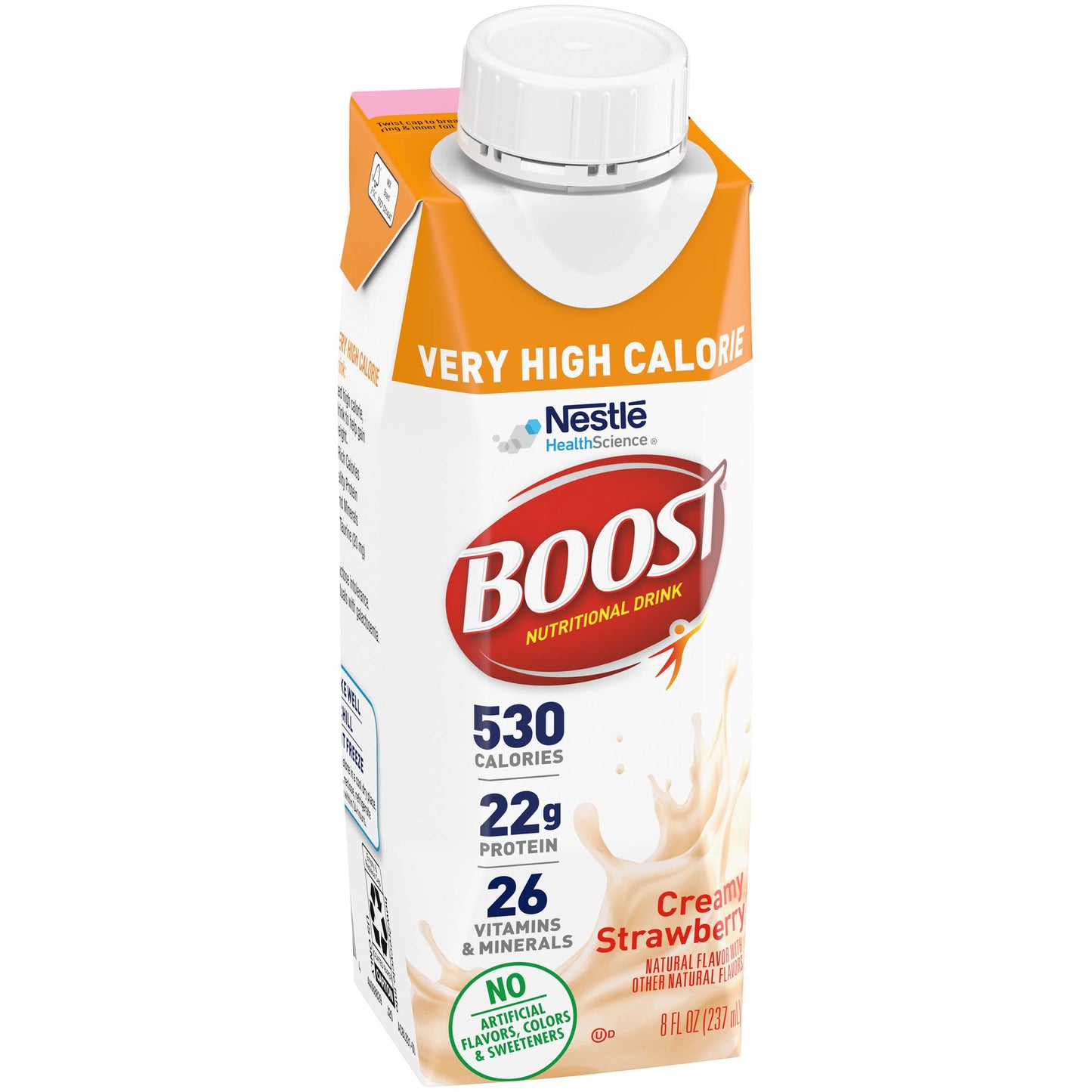 Boost Very High Calorie Nutritional Drink Very Vanilla, Made with Natural Strawberry Flavor & No Artificial Flavors, Colors & Sweeteners, 8 FL OZ