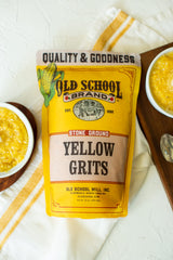 Old School Brand™ Stone Ground Yellow Corn Grits, 30 ounces | Gluten Free, Medium-Coarse Ground | Made in USA