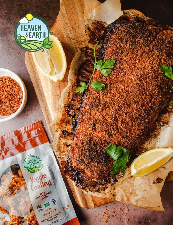 H&E Veggie Coating, Crisp Root Vegetable Crumbs, 10oz (2 Pack) Gluten Free Breadcrumb Replacement, Non GMO, Vegan, Kosher (Including Passover)