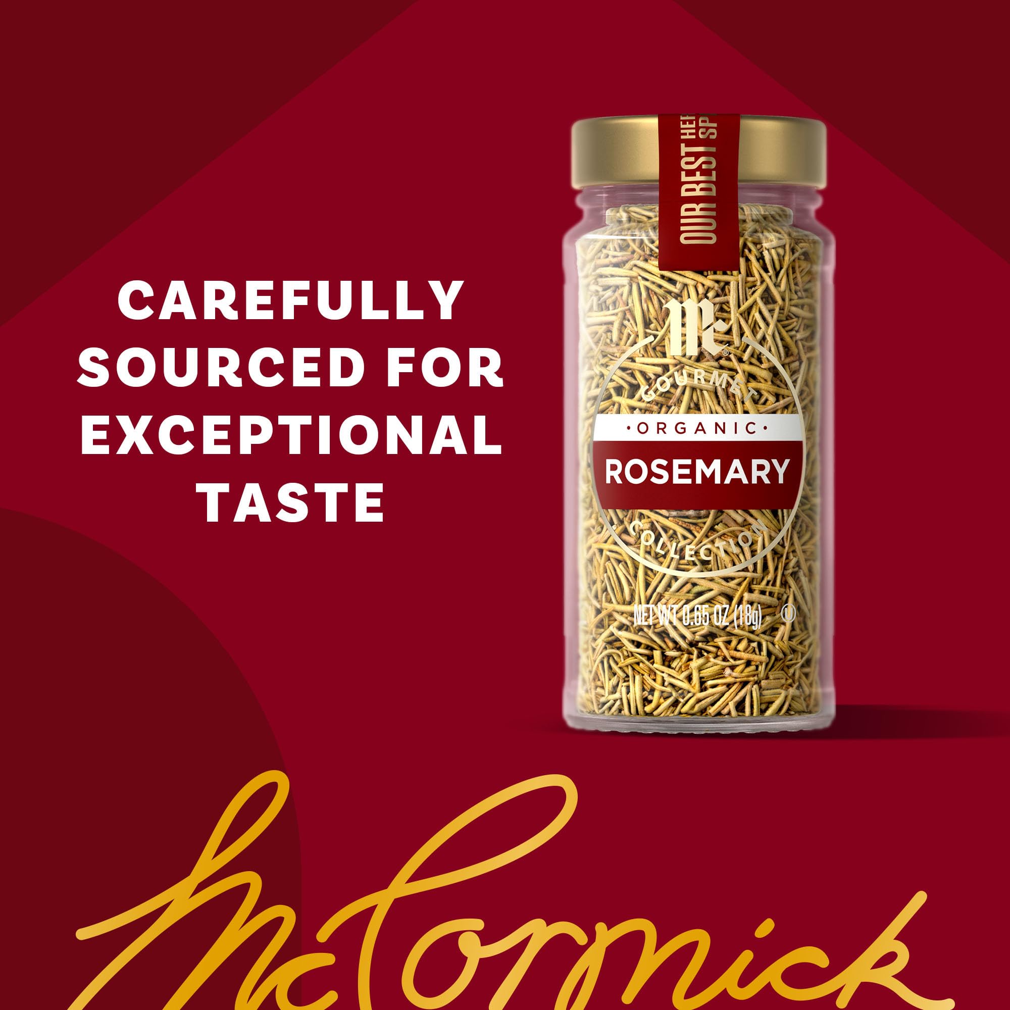 McCormick Gourmet Collection Rosemary, Organic, Non GMO, Kosher, Our Best Herbs & Spices, For Desserts, Bread, Beverages, Grilled or Roasted Meats