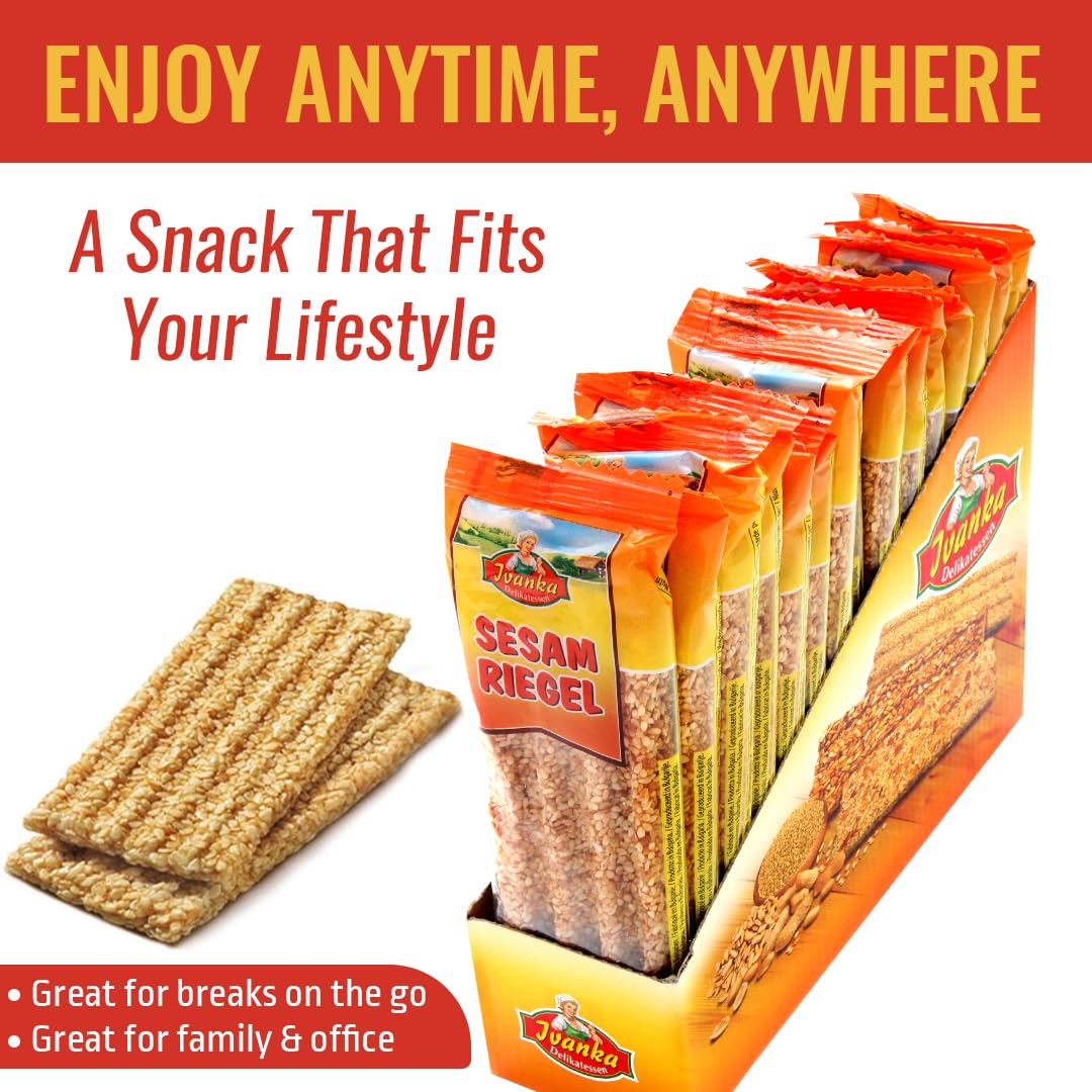 Ivanka's Sesame Crunchy Caramel Bars Deliver Natural Energy & Nutty Flavor - Sesame Bars Ideal for Snacking or Healthy Breakfast - Enjoy the Taste
