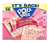 Kellogg’s Pop-Tarts Breakfast Toaster Pastries, Frosted Strawberry Milkshake, 28.2 oz, Value Pack (16 Count)