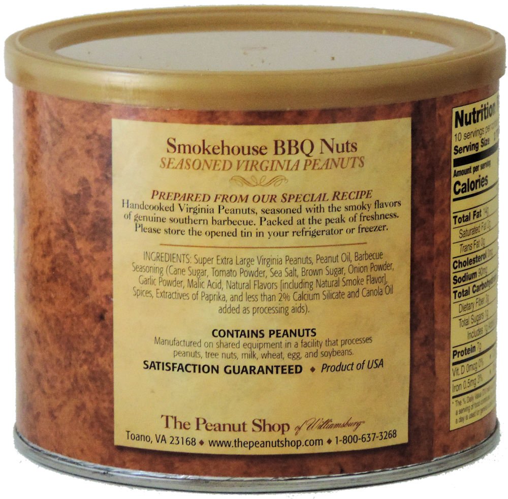 The Peanut Shop of Williamsburg Bbq Peanuts Smokehouse Barbecue Flavor Williamsburg - 9 Oz Tin