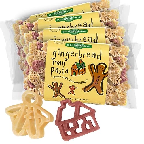 Pastabilities Fun Shaped Pasta for Kids - Gingerbread Man and House - Chistmas Holiday Theme, Non-GMO Natural Wheat and Vegetable Pasta, All-Natural
