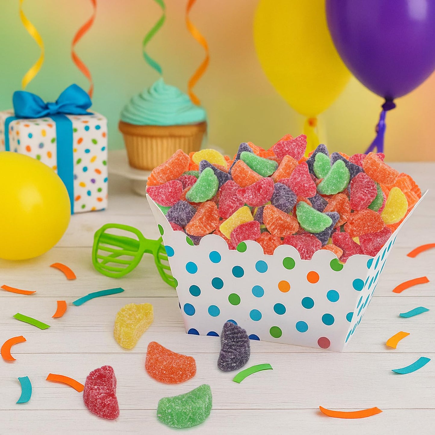 Bulk Fruit Slices Jelly Candy, Assorted Soft & Chewy Sugar-Coated Gummi Candy For Parties, Classroom candies & Treats - 2 Pound Bag