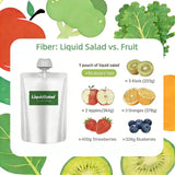 Liquid Salad High Fiber Veggie Pouches, Superfood Smoothie with Prebiotic & 16 Fruits & Vegetables, Convenient Ready-to-Eat Juice for Gut Health