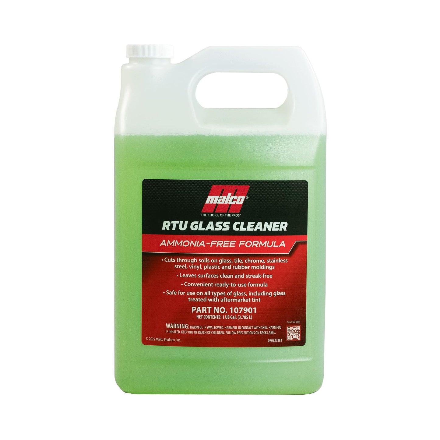 Malco Ready-To-Use Glass Cleaner - Streak-Free Removal of Dirt, Grease, Oils, & Bug Debris from Glass, Chrome, Tile, Stainless Steel, Vinyl