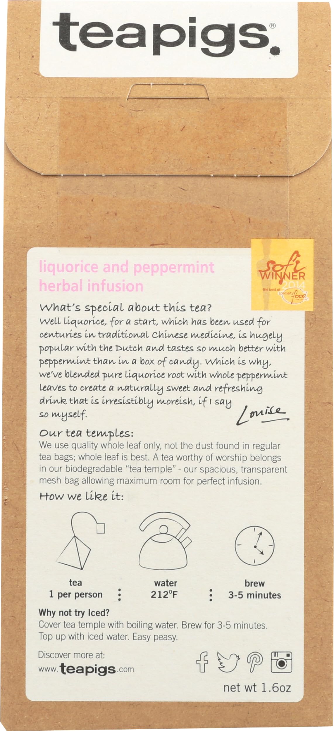 Teapigs, Tea Liquorice And Peppermint, 15 Count