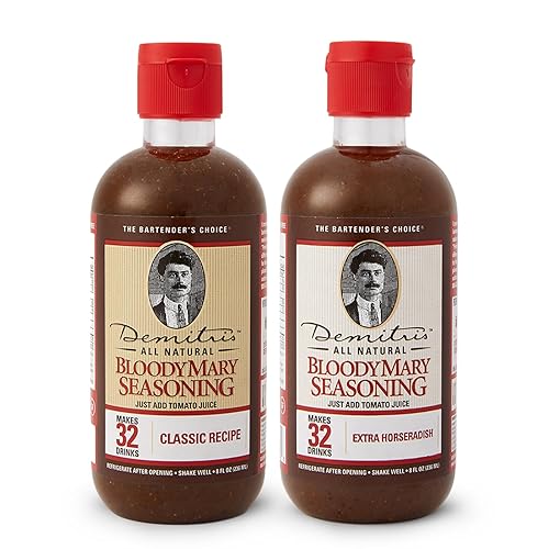 Demitri's Bloody Mary Seasoning Classic Recipe & Extra Horseradish Bundle, Concentrated Drink Mixers, Perfect for Home Brunch Parties & Cocktails, 8