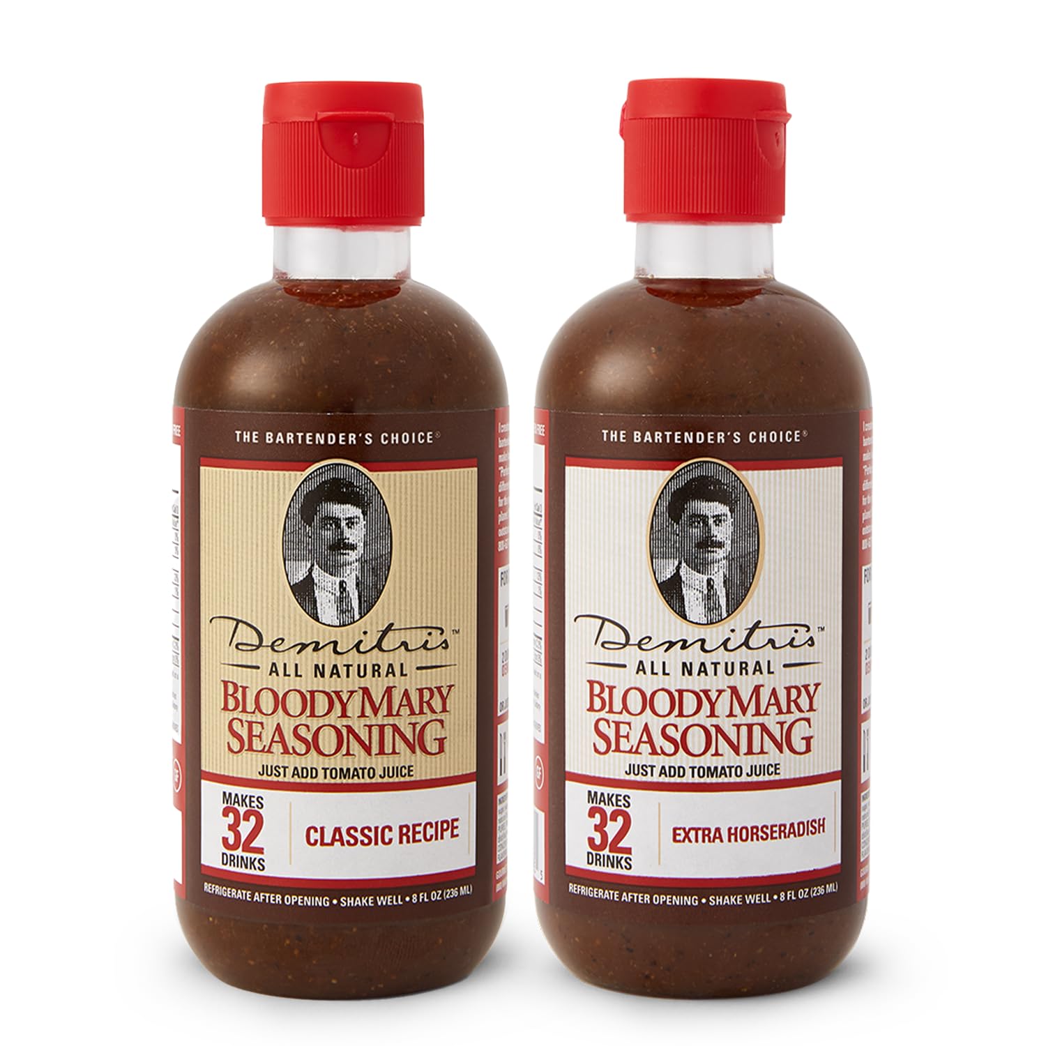 Demitri's Bloody Mary Seasoning Classic Recipe & Extra Horseradish Bundle, Concentrated Drink Mixers, Perfect for Home Brunch Parties & Cocktails, 8