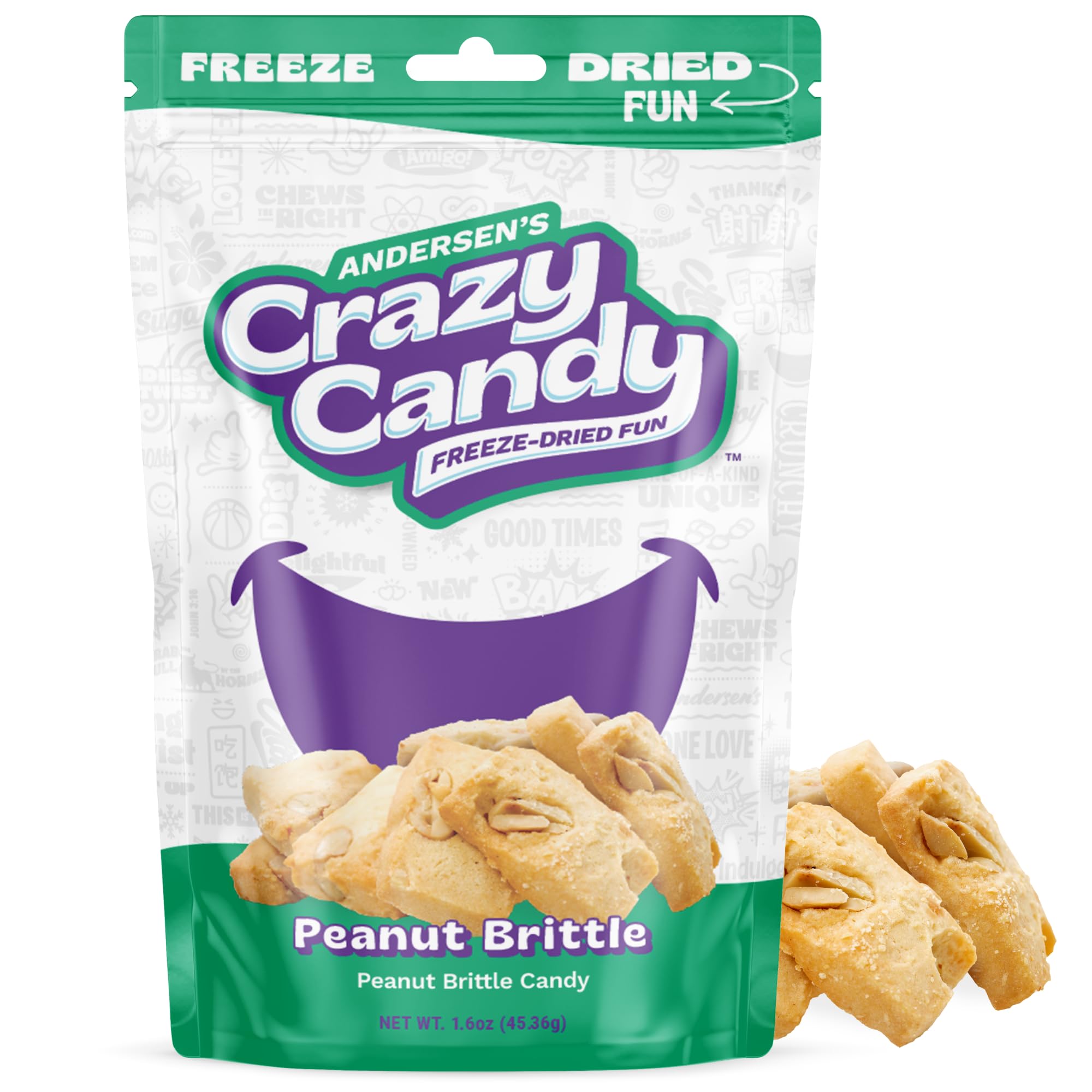 Freeze Dried Peanut Brittle, Crazy Candy Peanut Brittle - Light Airy Texture Buttery Candy