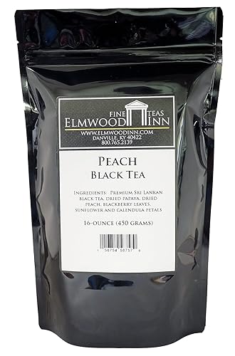 Elmwood Inn Fine Teas, Peach Black Tea, 16-Ounce Pouch