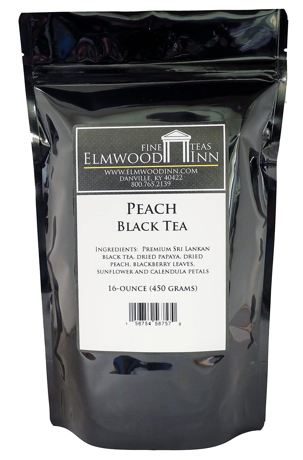Elmwood Inn Fine Teas, Peach Black Tea, 16-Ounce Pouch