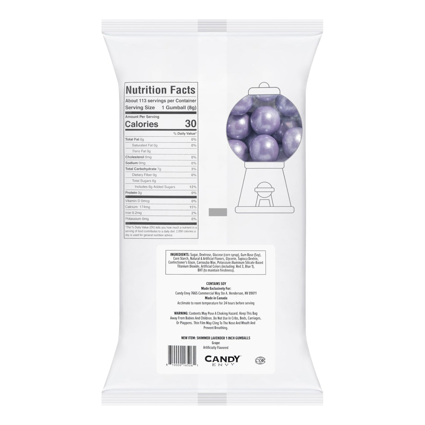 Candy Envy - Shimmer Lavender Gumballs - 1 Inch - Approximately 113 Gumballs Per 2 lb Bag - Bulk Lavender Candy - North American Made & Kosher
