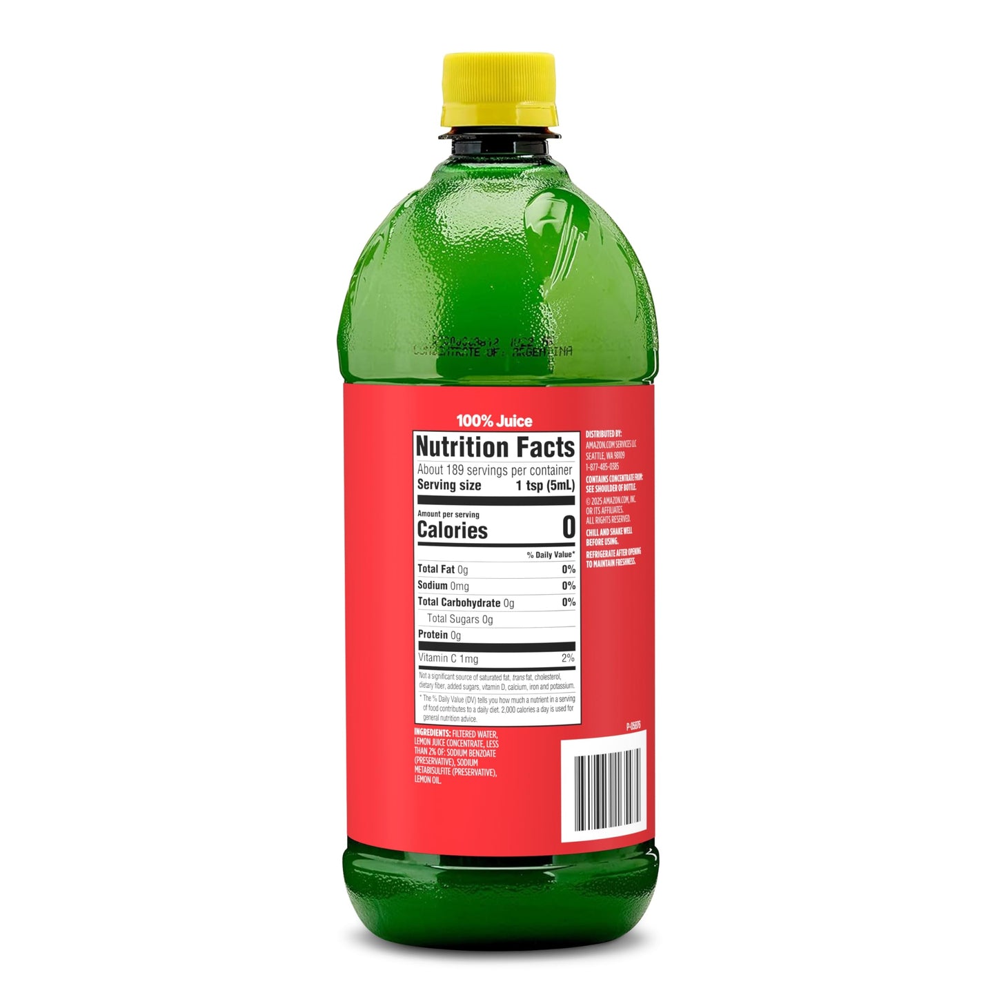 Amazon Saver, Lemon Juice, 100% Juice, 32 Fl Oz