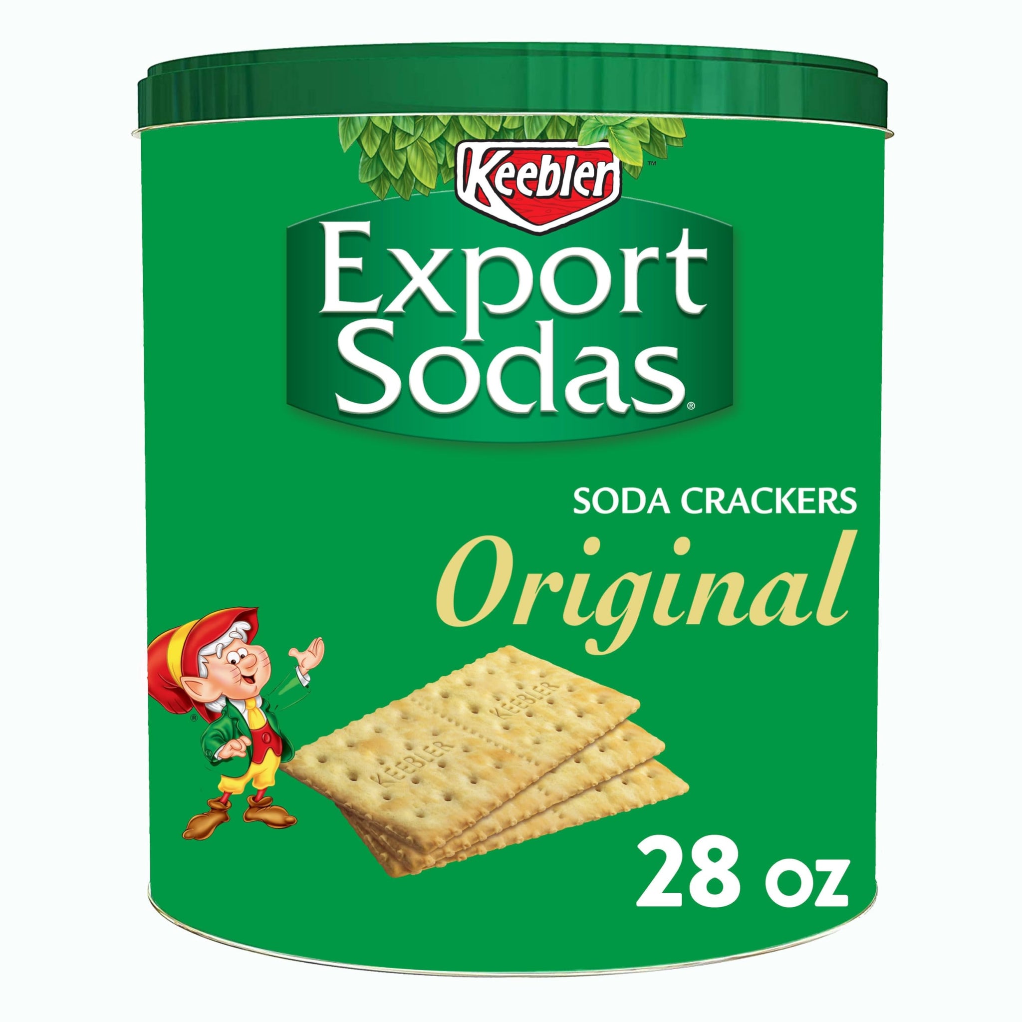 Keebler Export Sodas Soda Crackers, Soup Crackers, Lunch Snacks, Original, 28oz Can (1 Can)