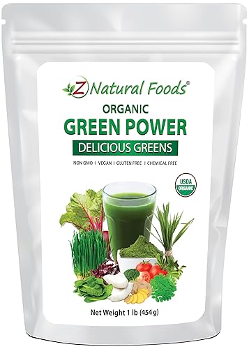 Z Natural Foods Delicious Greens Powder, Tangy and Nutrient-Dense Greens Blend, 100% Natural, Vegan, Gluten Free, Non-GMO, Kosher, 1 Lb