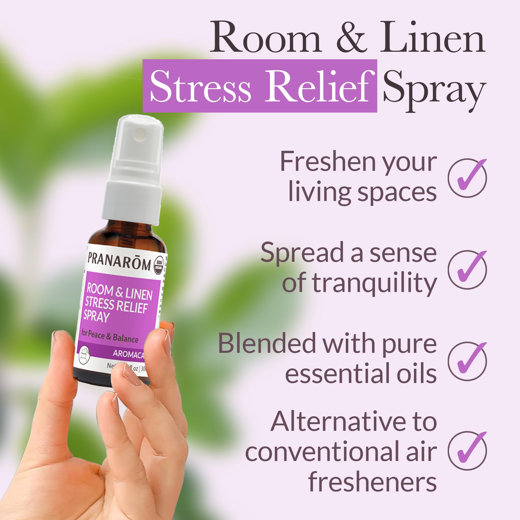 Pranarom - Aromacalm Room & Linen Stress Relief Spray (1oz / 30ml) - Orange, Bergamot, Lavender, Ylang Ylang - Essential Oil for Relaxation and Air