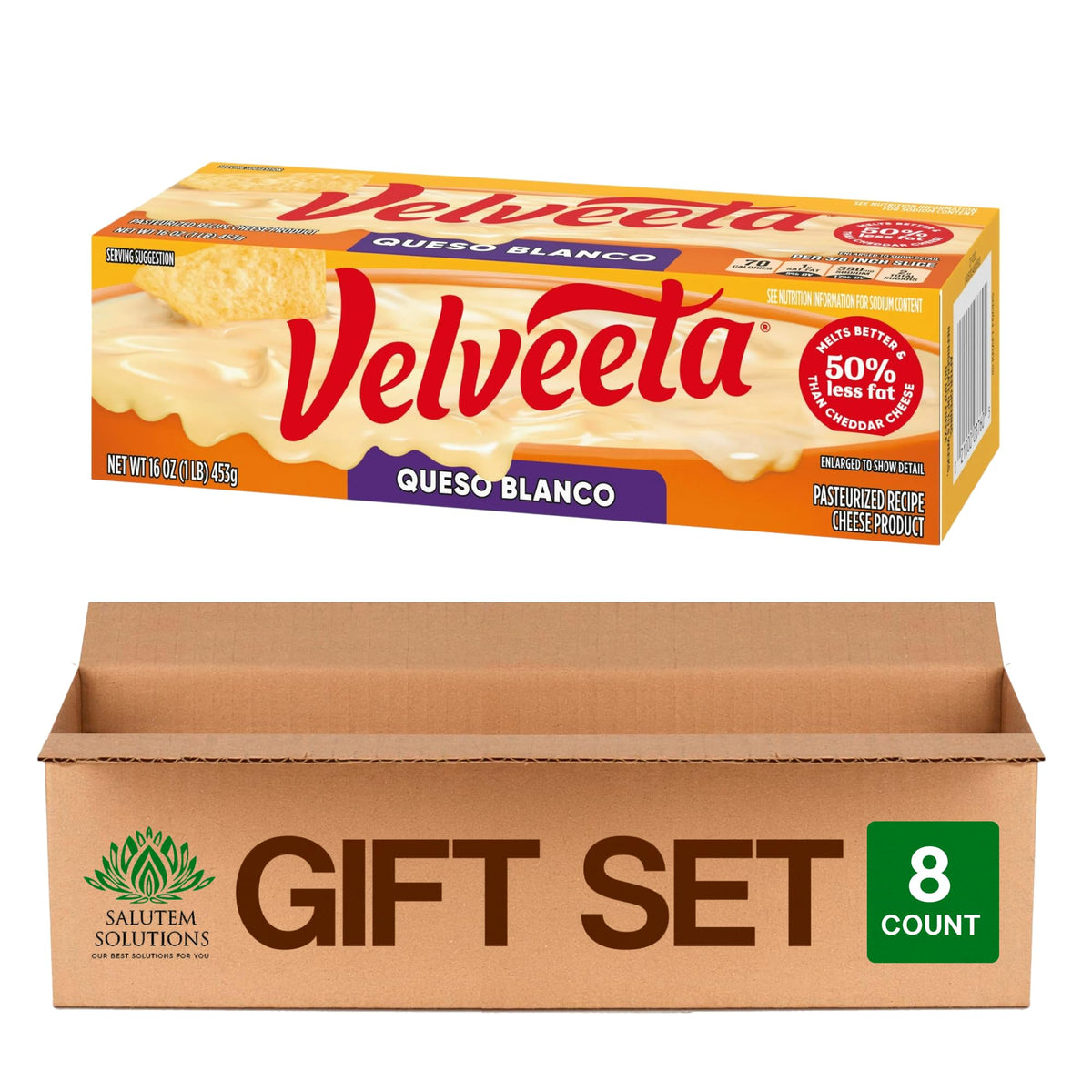Salutem Vita - Queso Blanco Melting Cheese Dip Sauce, 16 oz, Gift Set - Pack of 8