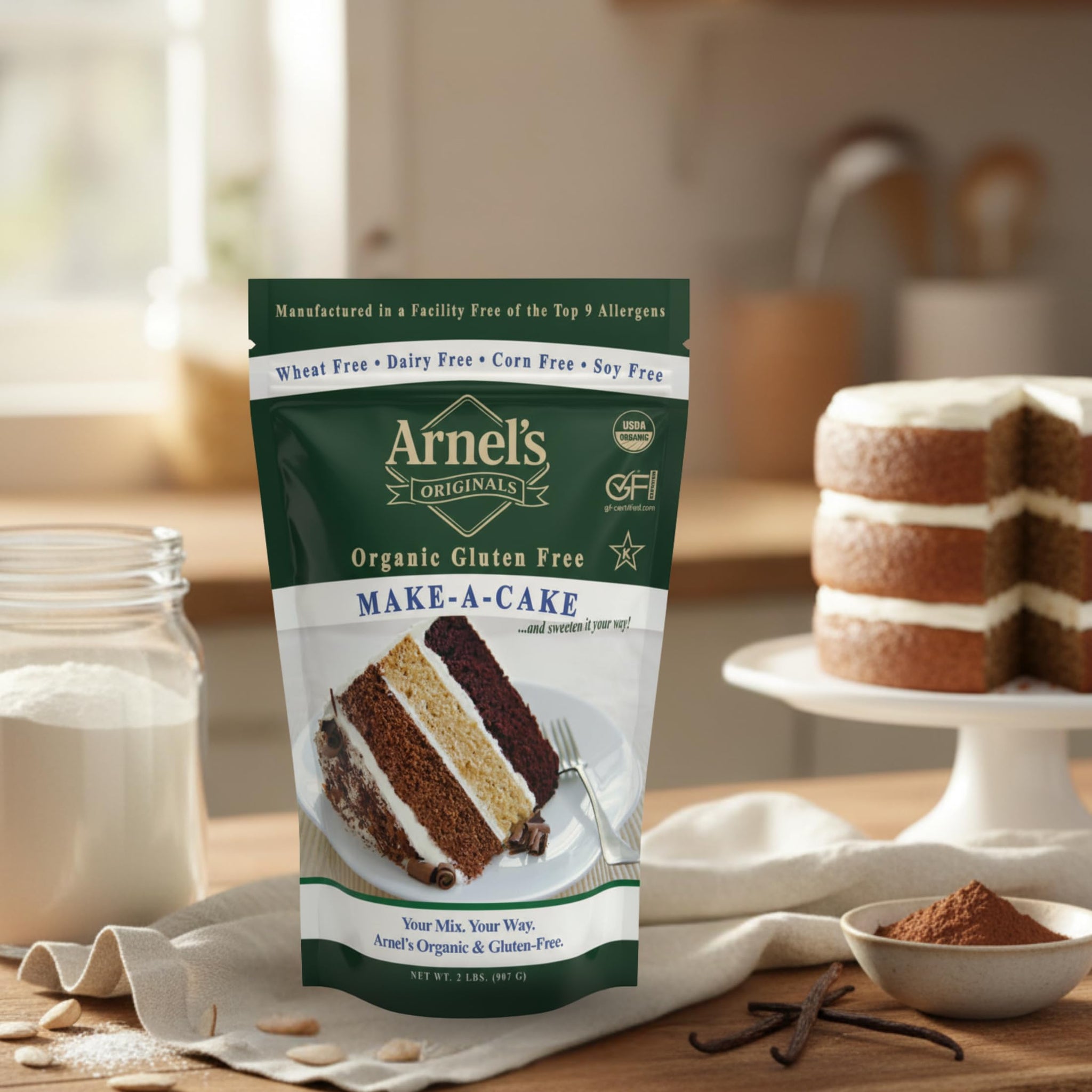 Make-a-Cake Mix, Certified Gluten free, Organic, non-GMO Verified, Certified Kosher, Gluten Free Baking, 2-pounds