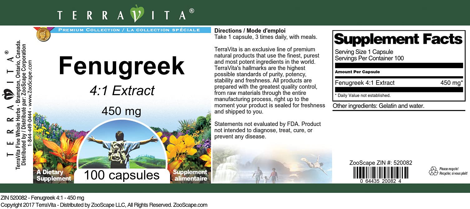 Fenugreek 4:1-450 mg (100 Capsules, ZIN: 520082) - 3 Pack
