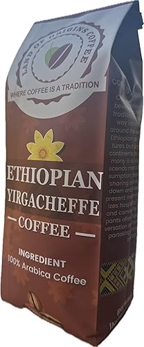 ETHIOPIAN YIRGACHEFFE Whole Beans coffee, medium roast, single origin,100% Arabica, natural process, specialty Ethiopian coffee 16oz (1 pound)