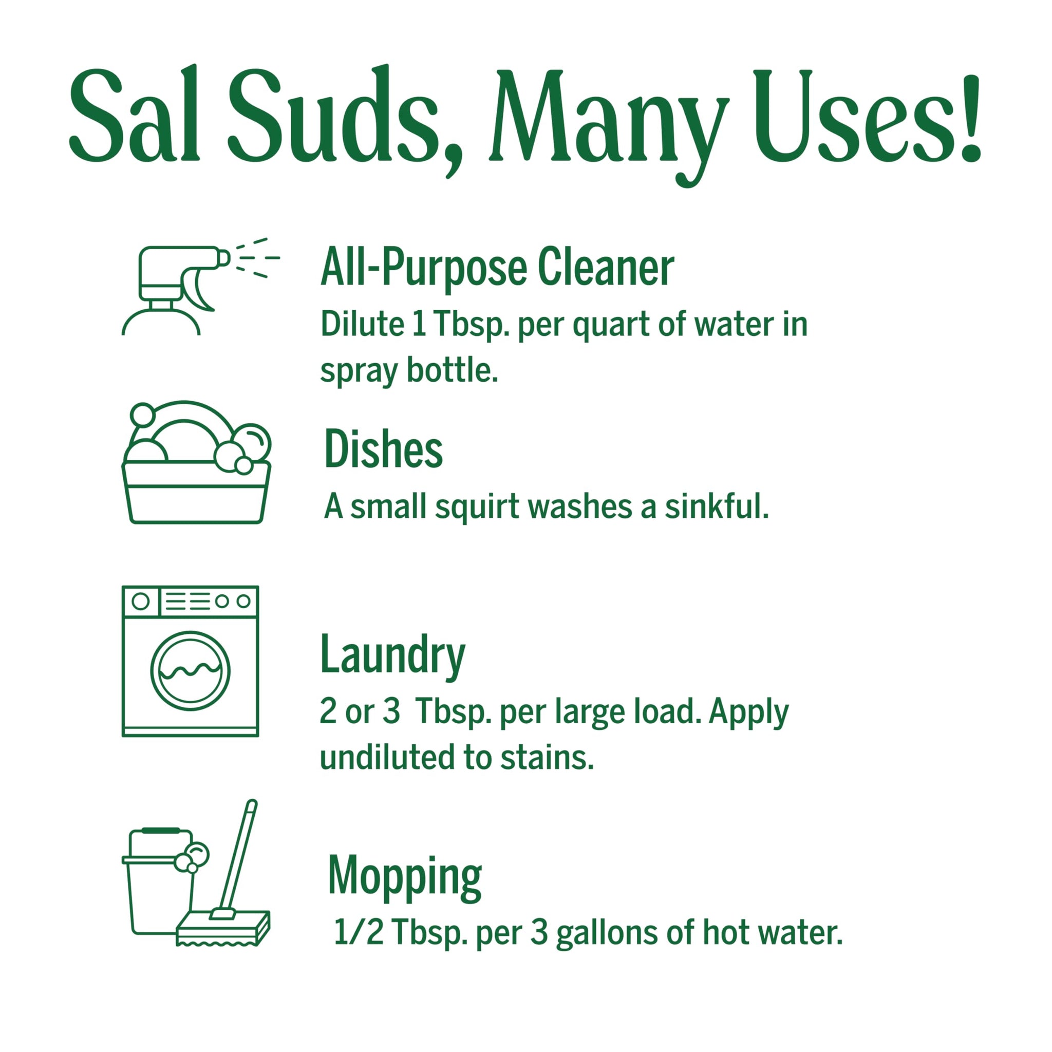 Dr. Bronner's Sal Suds Biodegradable Cleaner (32 Ounce, 2-Pack) - All-Purpose Mop Detergent for Floors, Kitchen & Bathroom, Multi-Surface Household