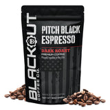 Blackout Coffee Pitch Black Espresso Whole Bean Coffee - Extra Dark Roast, European-Style, Powerfully Bold - Freshly Roasted 12oz Bag.