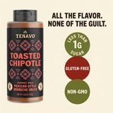 Tenayo Toasted Chipotle Barbecue Sauce, 2-Pack (13.5 oz Bottles) - Mexican Style Sauce with Chipotle Peppers, Chocolate & Spices - Only 1g of Sugar