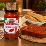 Valentino's Authentic Pizza Sauce 14 oz Glass Jar, Rich Tomato Base with Herbs and Spices, Smooth Pizzeria Style Flavor, Versatile for Pizza, Pasta
