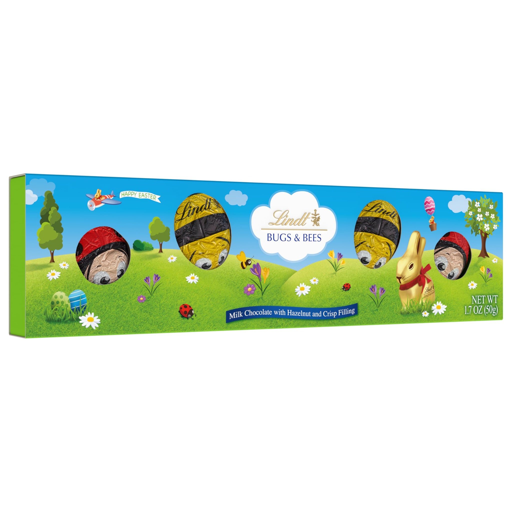 Lindt Bugs & Bees, Milk Chocolate Candy with Hazelnut and Crisp Filling, 1.7 oz. 5-Pack
