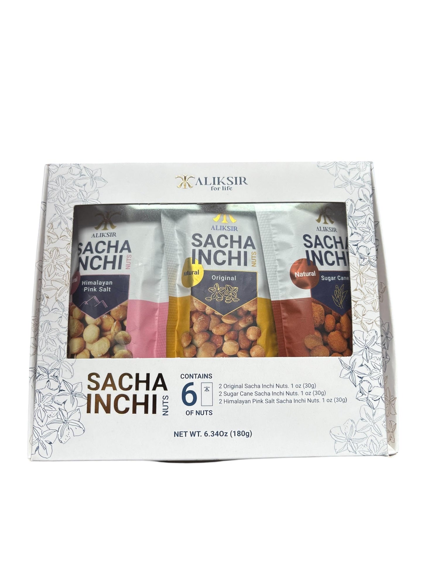 Sacha Inchi Nuts Variety Pack - 6 Snack Packs (30g Each) | High Protein, Omega-3 Superfood, Gluten-Free, 9 Essential Amino Acids