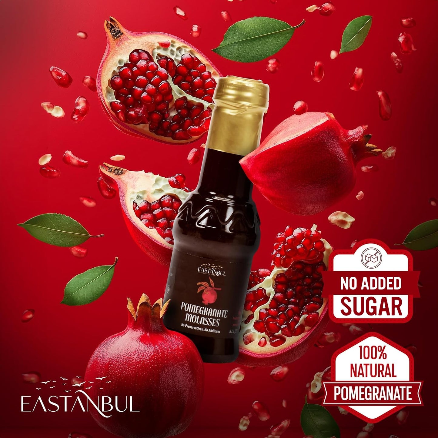 Eastanbul Pomegranate Molasses, 9.7oz, No Added Sugar, Mediterranean Pomegranate Syrup, Nar Eksisi Sweet and Sour Sauce, 100% Natural, Concentrate