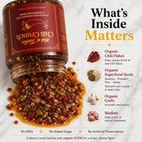 Wok n Tadka Spicy Garlic Chili Crunch 6oz, Crunchy Chili Crisp with Organic EVOO, Superfood Seeds, No Seed Oils, No Sugar Added, Gluten Free, Keto