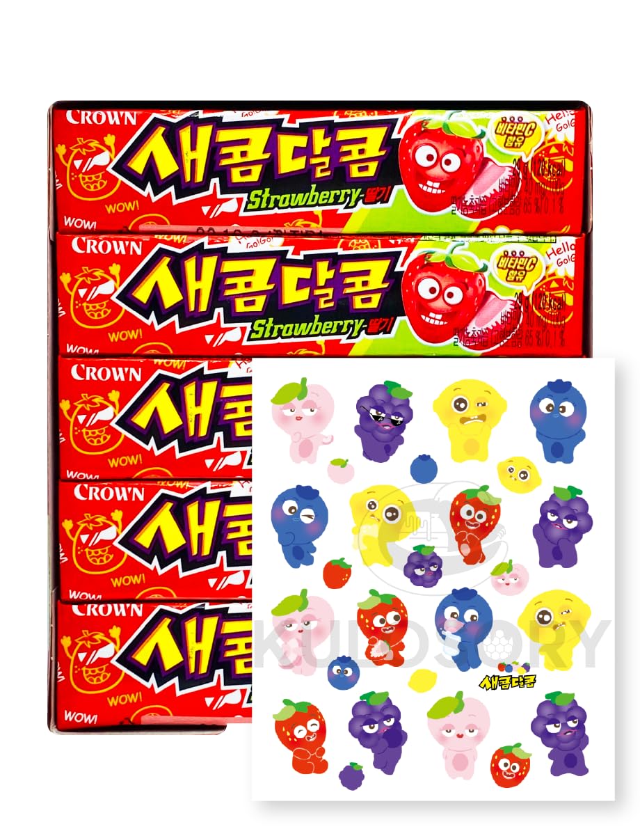 KULOSORY Crown Sweet and Sour Candy 435g (29g X 15ea) (Strawberry Flavor)