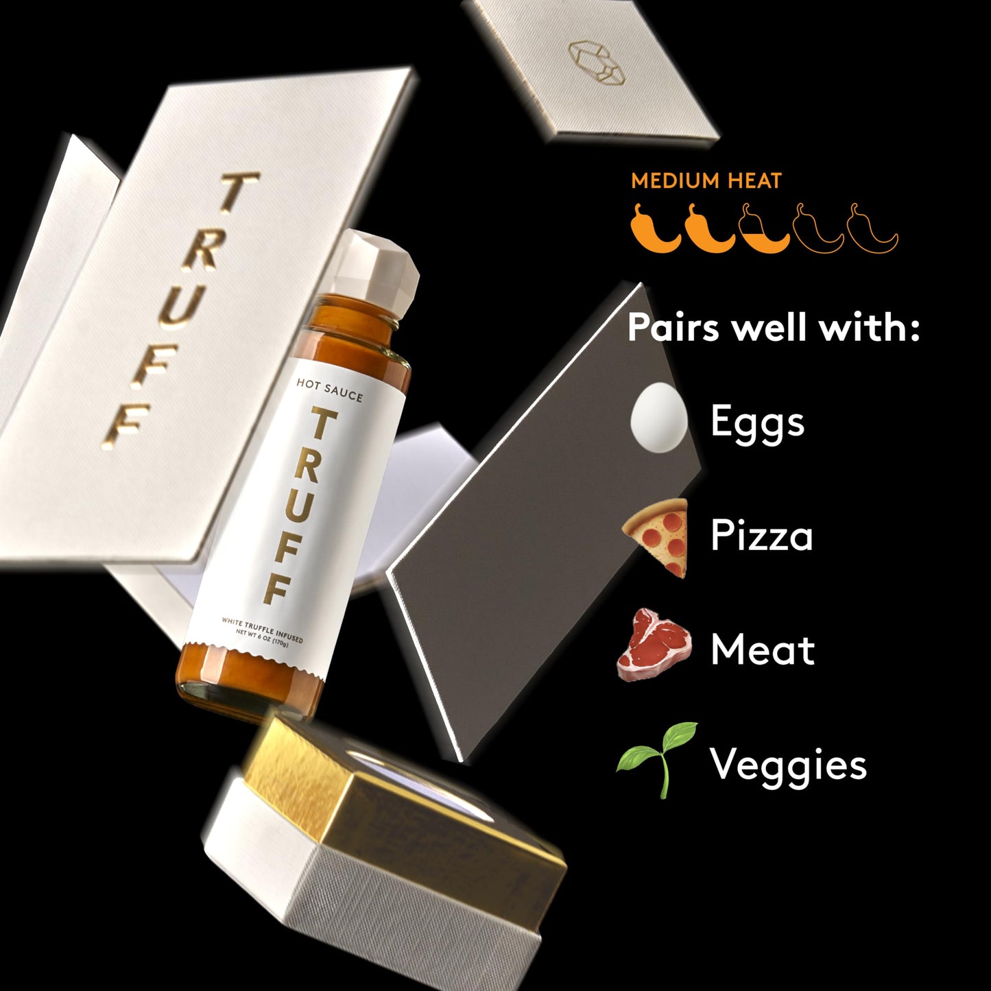 TRUFF White Truffle Hot Sauce, Gourmet Hot Sauce with Ripe Chili Peppers, Agave Nectar, White Truffle Oil and Coriander, a Limited Flavor Experience