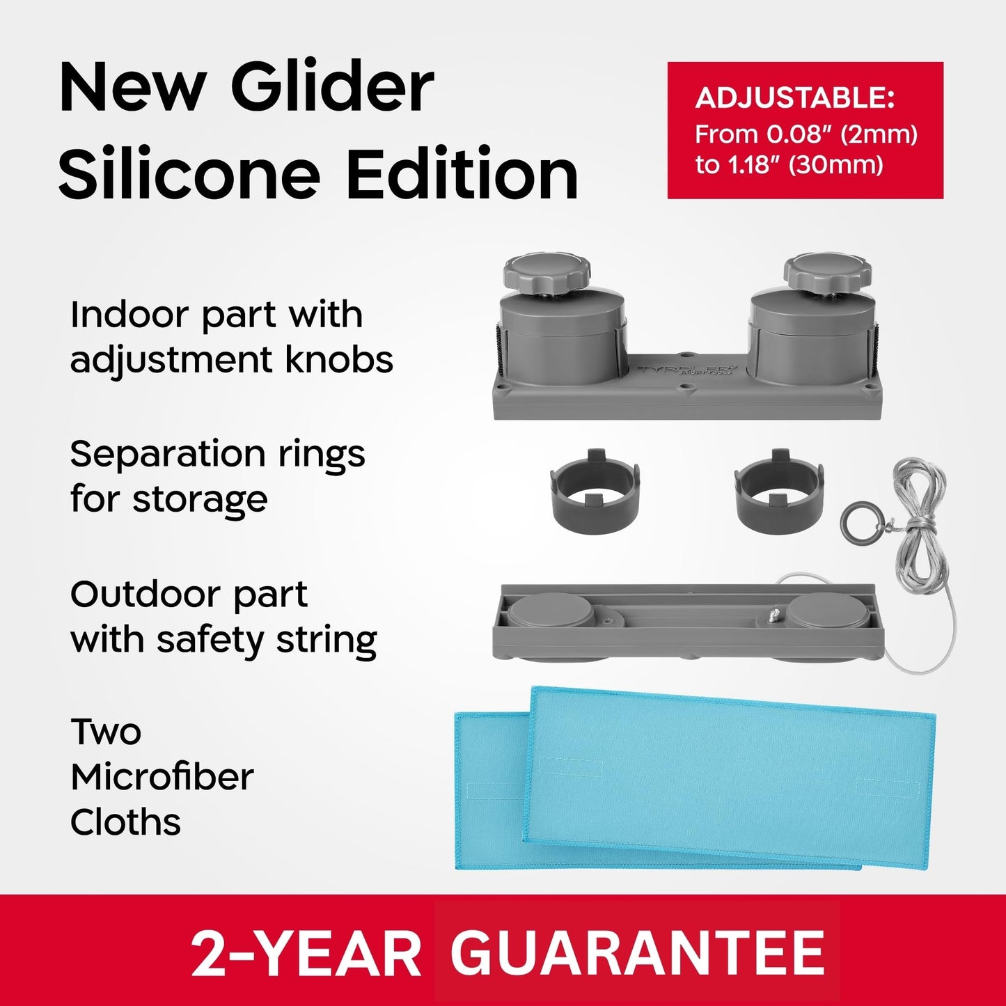 Tyroler Magnetic Window Cleaner Tool | The Silicone Glider R-2 AFC Fits Windows 0.1"-1.2" Thick | Double Sided Outside Window Cleaner Tool |