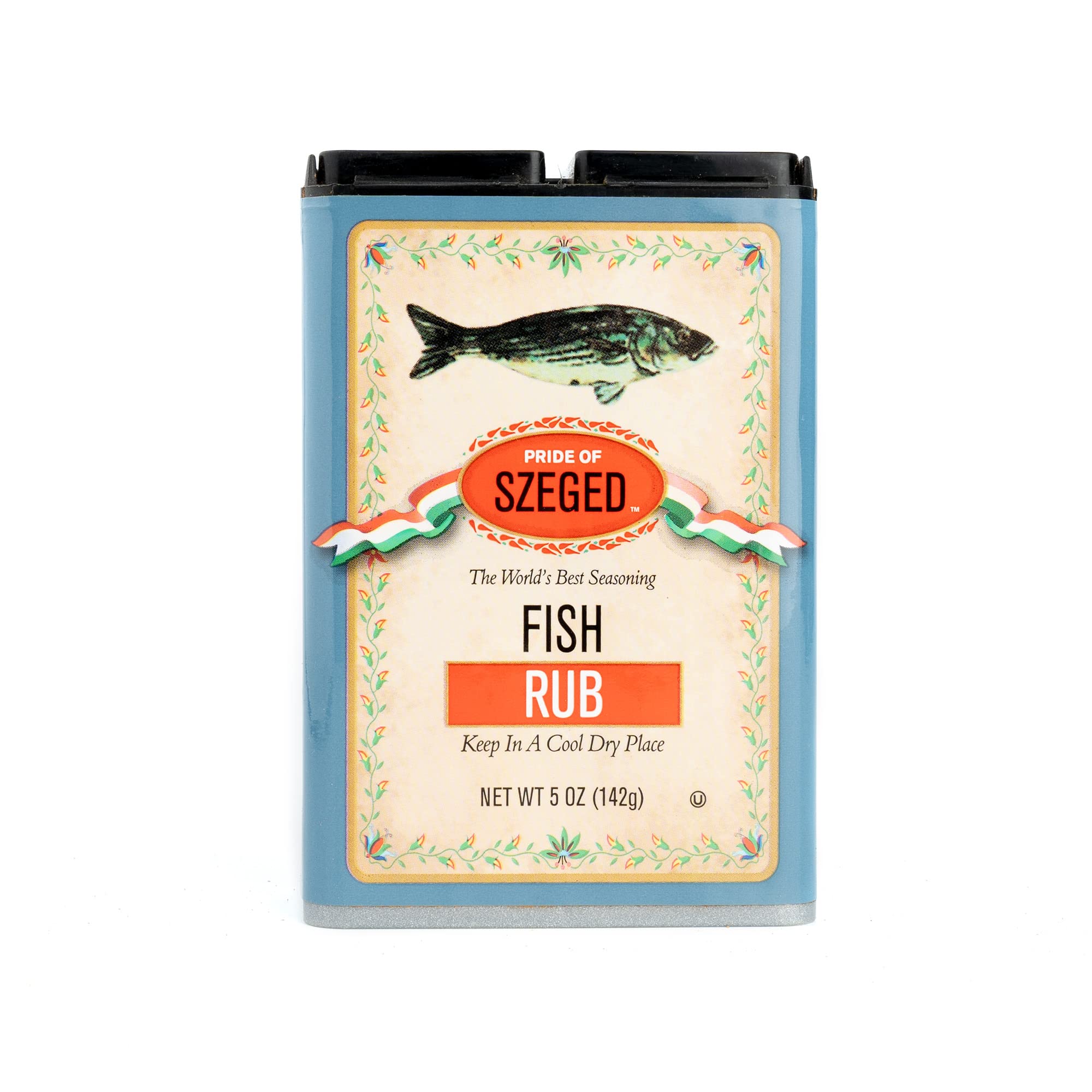 Pride of Szeged Fish Rub, Seafood Herb Seasoning Spice Mix, 5oz. Tin (142g), 1-Count