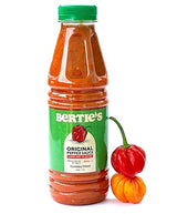 Bertie's Original Pepper Sauce (17 Oz/500ml) | Great Flavour And Heat | Made With Fresh Trinidad Moruga Red And Scotch Bonnet Yellow Peppers | Tastes